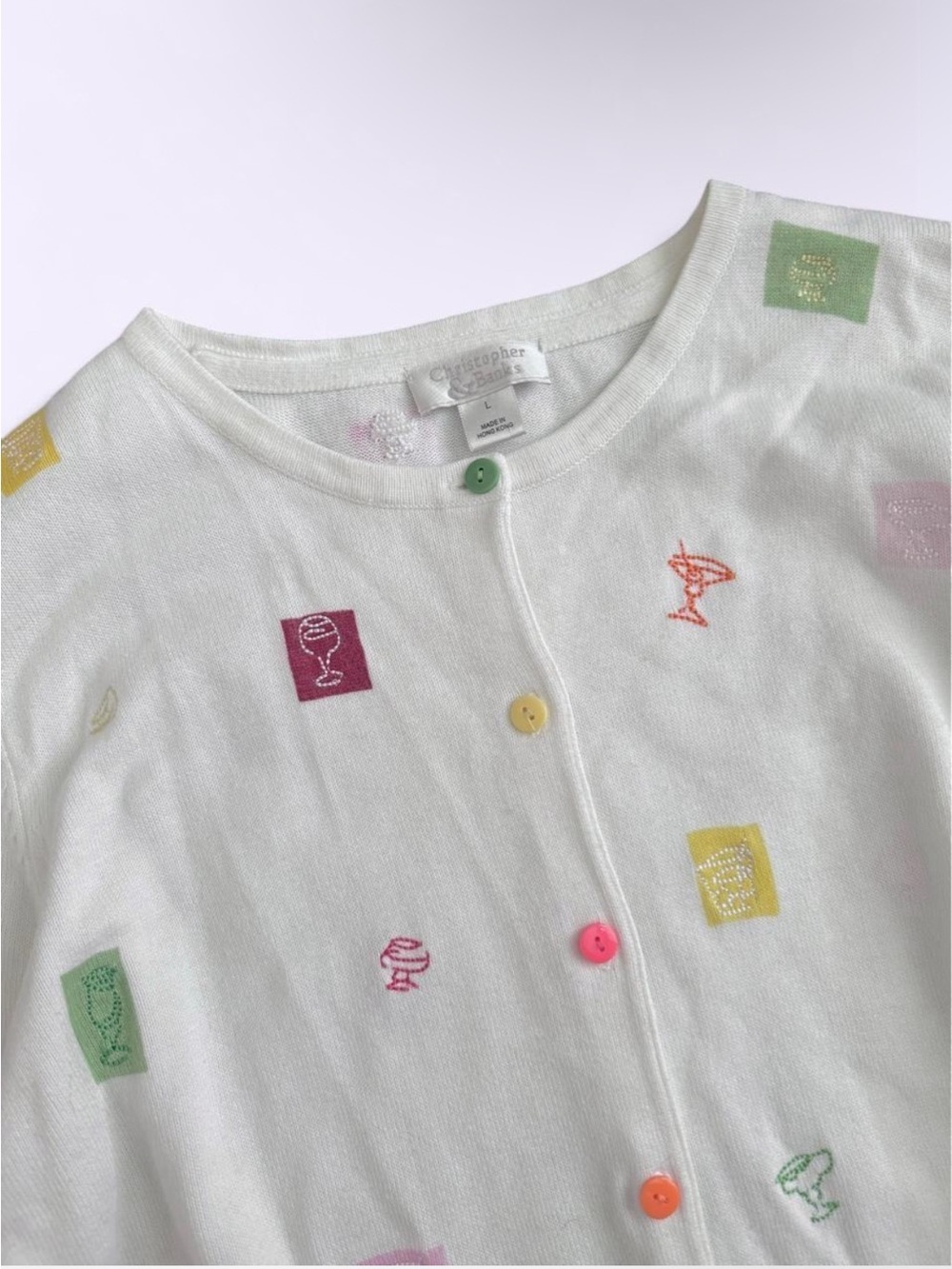 christopher & banks 00s cocktail embroidered cardigan martini mood booster